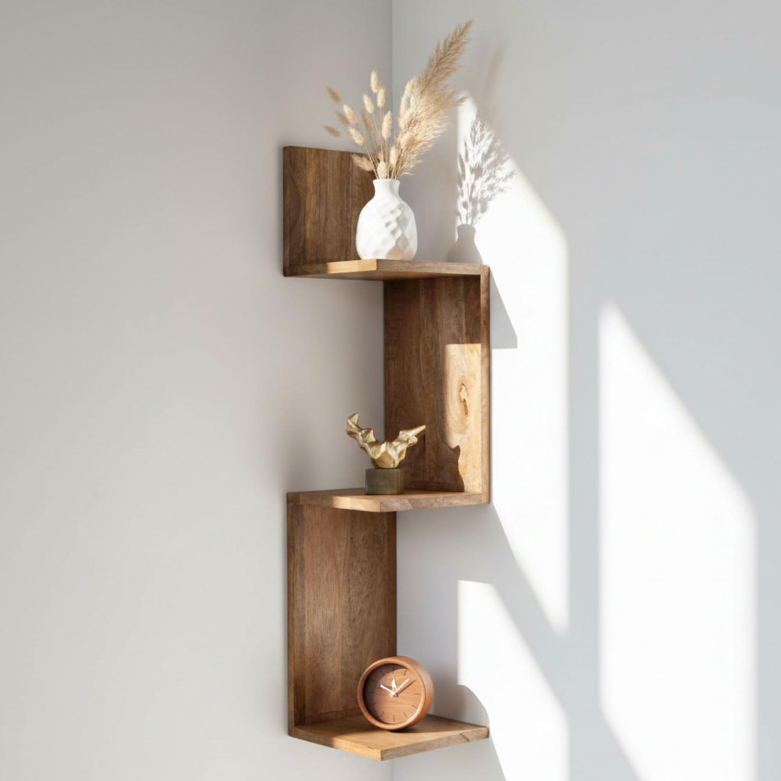 Amazon.com: Sculptural Zig Zag Corner Wall Mounted Shelf for